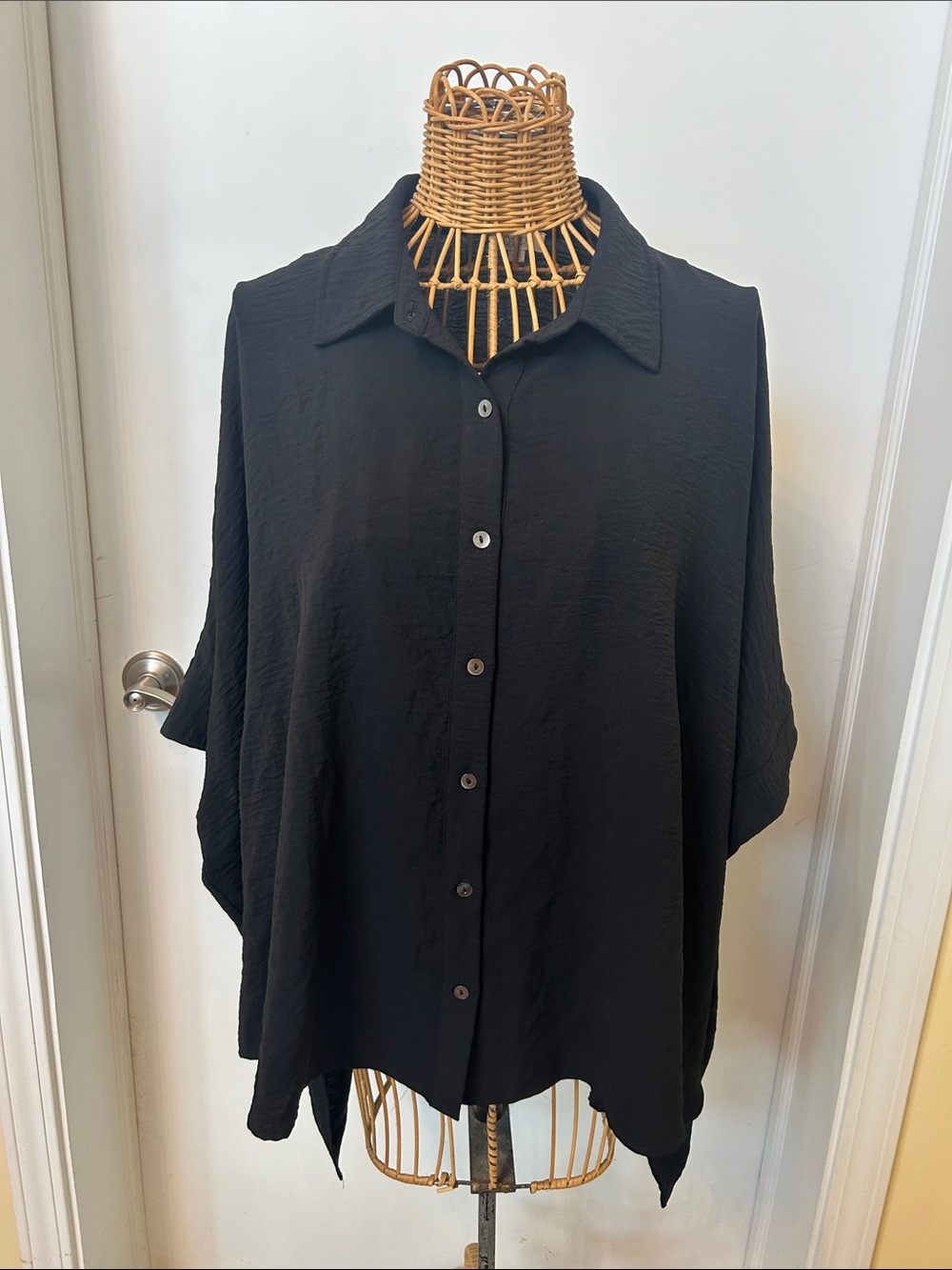 ODDY Black Relaxed Button-Down Women's Shirt